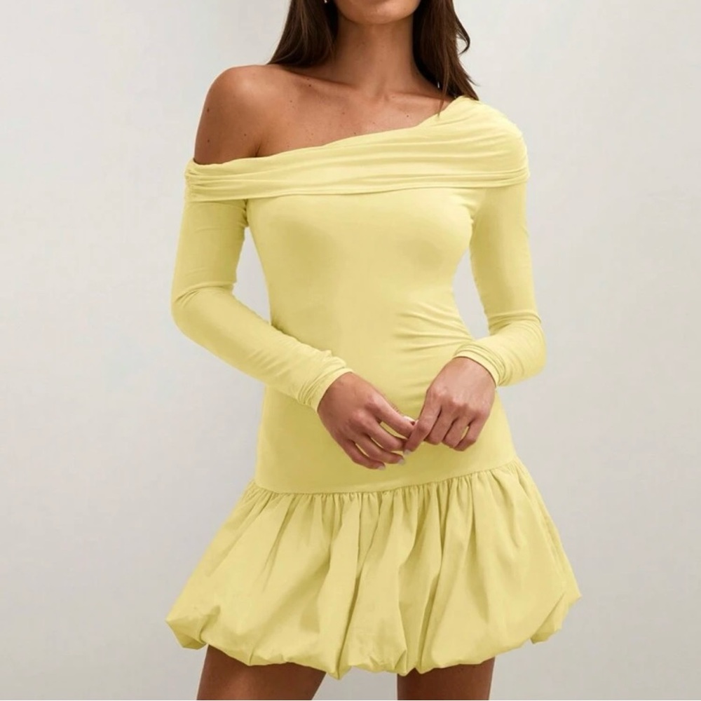 Yellow Drop Waist Bubble Hem dress